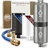 Alb Filter FUSION Trinkwasserfilter Active Silber + Nano–Doppelstufiger Wasserfilter – Reduktion von Schadstoffen, Mikroplastik & mehr – Mobil Gardena Anschluss-Set – Made in Germany