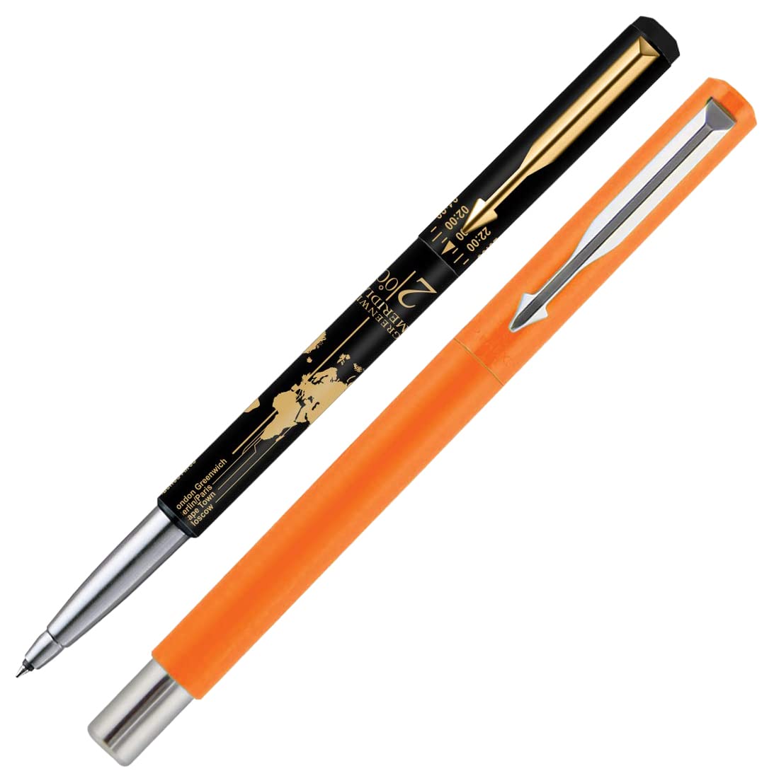Parker Moments Vector Timecheck Gold Trim Roller Ball Pen (Black) Fountain Pen Chrome Trim Fine Nib (Orange) with 3 Free Ink Cart (B0BPWBMGCJ) Amazon Price History, Amazon Price Tracker
