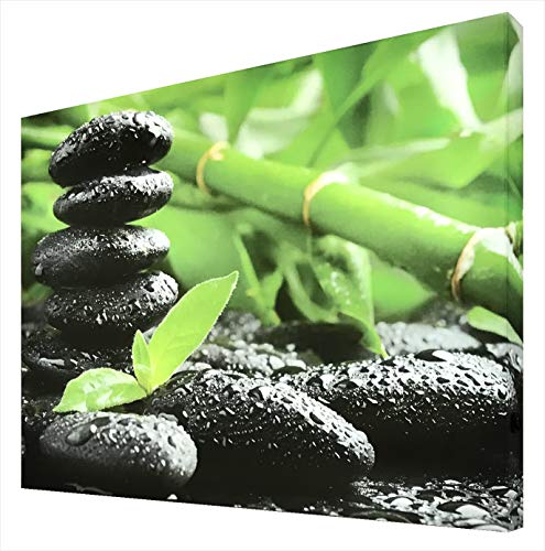 Tableau Zen pierres de basalte multicolore illuminé décoration murale