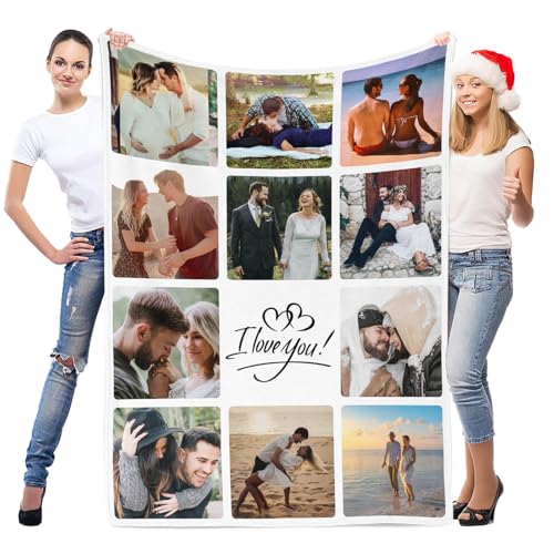 Image of inkArts Personalized Blanket with Photo, Custom Photo Blanket, Customized Picture Blankets, Customizable Blankets, Personalized Anniversary Couple Gifts for Women Men Her Him Girlfriend Boyfriend