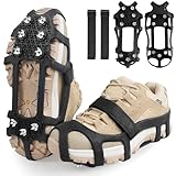 Crampons Ice Cleats for Shoes and Boots Snow Traction Cleats for Walking on Snow and Ice 9 Point Cleats Non-Slip Grippers Overshoe Silicone Stretch Footwear for Winter Hiking Climbing Ice Fishing