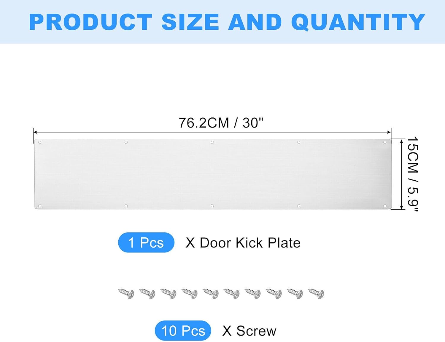 Home and Garden Parts 6 x 30 Inches Aluminum Door Kick Plate for Exterior Front Doors Silver #CN/251024/10103