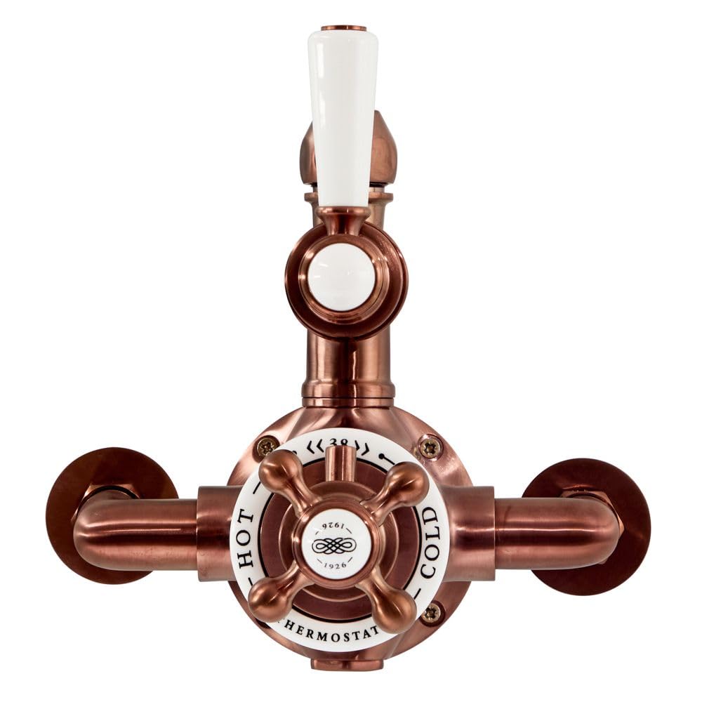 Milano Brushed Copper Elizabeth Exposed Twin Thermostatic Mixer Shower Valve