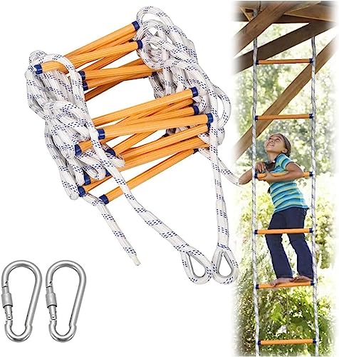 OYYMTE Escalera De Cuerda for Incendios con Ganchos Y Guantes, Gancho Ventana Balcón Escalada Escalera De Rescate, Reutilizable(5m)