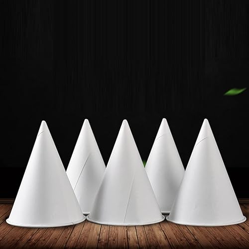 Miniatura 5 de HEALLILY 250 tazas de cono de papel, tazas de agua de cono de café blanco, tazas de café blancas a granel, tazas dispensadoras sin cera, tazas de