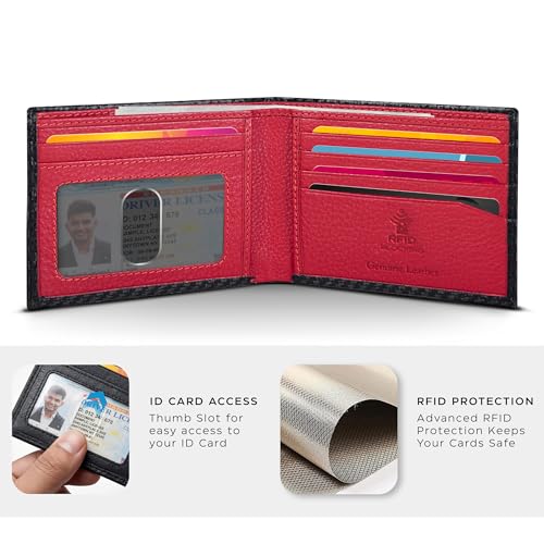 Image of Oak Leathers Slim Leather Wallet for Men - RFID Wallets Credit Card Holder Ultra Thin Gift for Mens, Front Pocket Minimalist Design