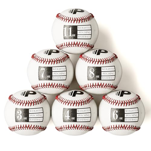 Premier Pitching Weighted Leather Baseball | Training Balls Set of 11oz, 8oz, 7oz, 6oz, 4oz & 3oz to Improve Power & Pitching Training | Increase Pitch Velocity for All Skill Levels