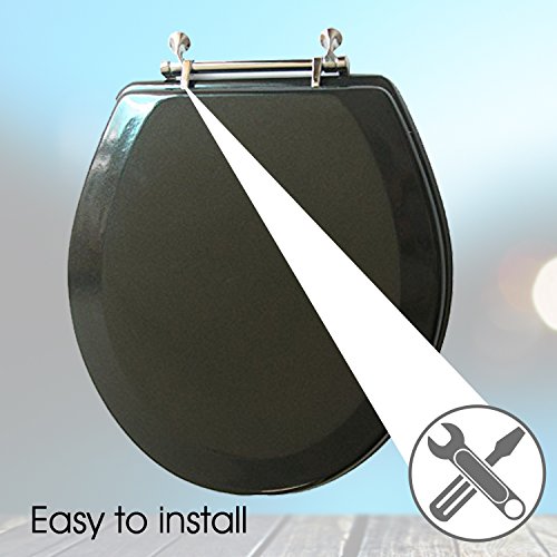Trimmer Premium Metallic Black Wood Toilet Wood Seat. #TOP2