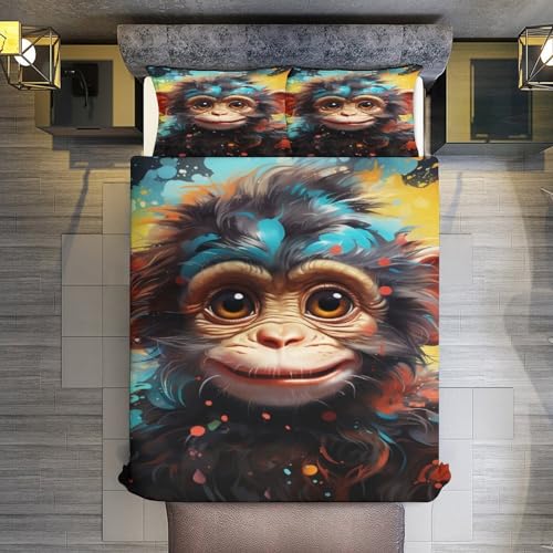 Parure de lit singe en microfibre douce pour chambre parentale