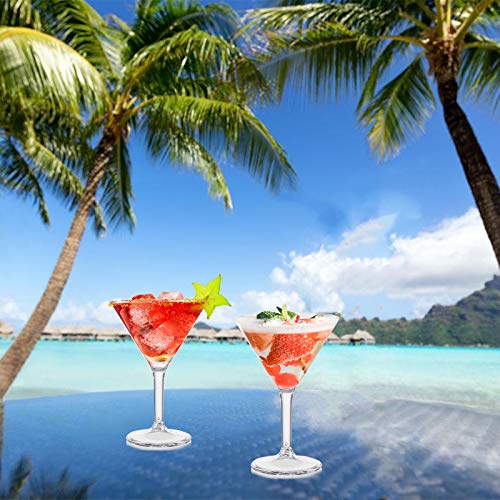 Yopay Set Of 4 Unbreakable Martini Glasses, 10 Ounce Cocktail Glasses For Whiskey, Margarita, Manhattan, Holiday, Party, Reusable, Break Resistant, Clear Polycarbonate Glassware #TOP5