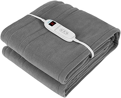 Electric Heated Throw Blanket,Polar fleece / Velveteen Reversible Fast Heating Blanket 50" x 60", ETL Certification with 10 Heating Levels & 4 Timer Setting, Machine Washable and Home Office Use(Gray)
