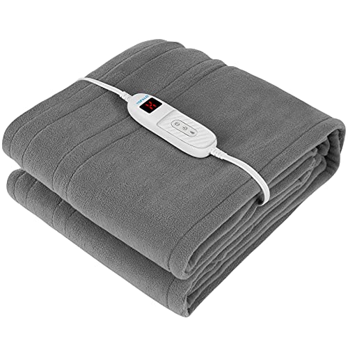 Electric Heated Throw Blanket,Polar Fleece / Velveteen Reversible Fast Heating Blanket 50" X 60", Etl Certification With 10 Heating Levels & 4 Timer Setting, Machine Washable And Home Office Use(Gray) #TOP27