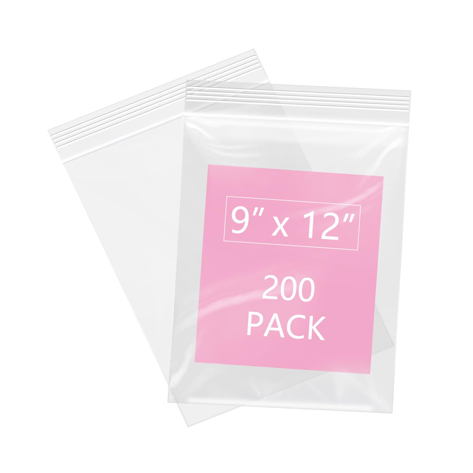 iMailer - 200 Pcs- 9" x 12" Clear Zip Bags - Reclosable Plastic Zip Poly Bags for A4, Letter Sized Documents, Clothing