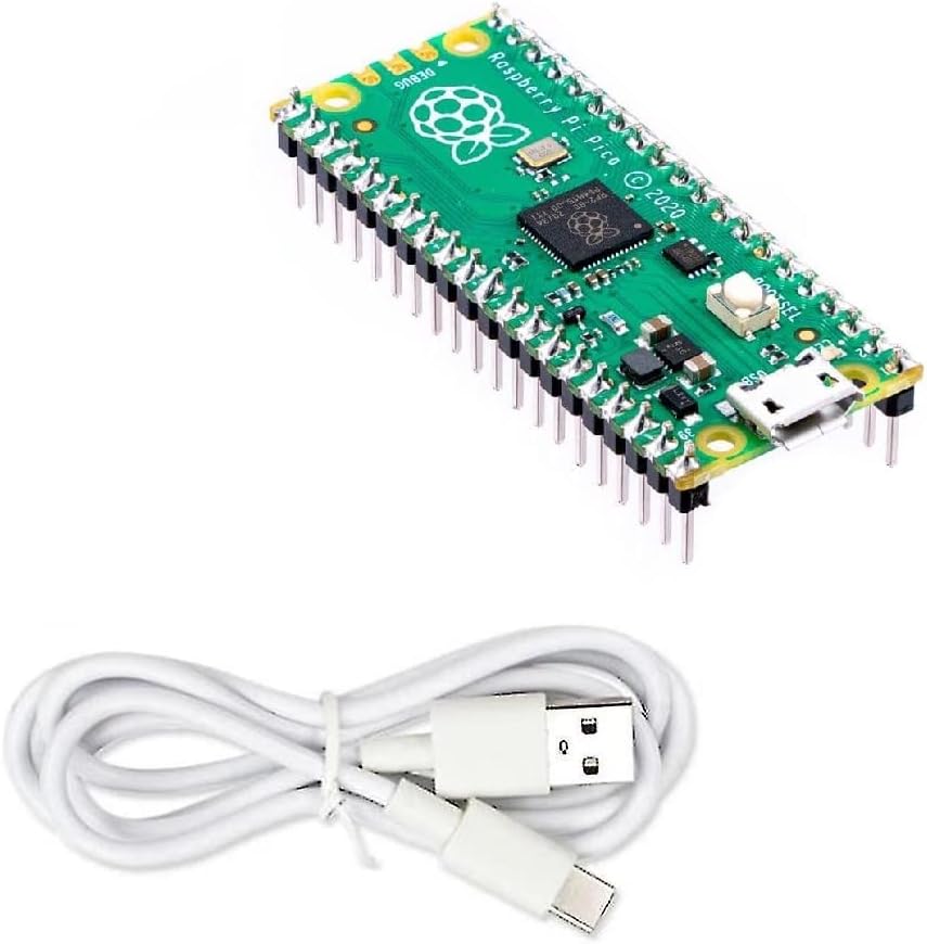 TechnoSam Raspberry Pi Pico Header Pin Soldered with White USB Cable | Orignal All New Raspberry Pi Pico Microcontroller Board | Pack of - 1 | Orignal