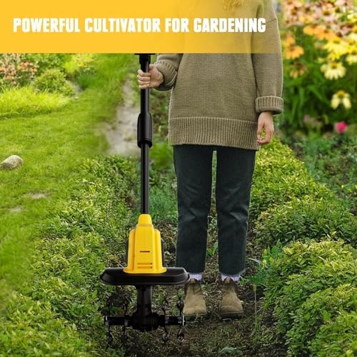 Rotavatore del tiro da giardino a cordone, potente coltivatore del suolo per una batteria massima da 20 V, larghezza di lavoro di 22 cm, profondità di lettere 16 cm, timone da solo per giardino