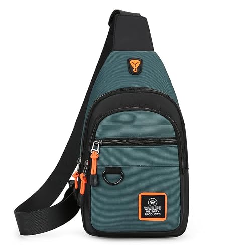 Herren-Brusttasche Handtasche, leichtes Nylongewebe Umhängetasche Schultertasche Stilvolle lässige Herren-Hüfttaschen Herren-Brusttasche, Seegrün, modisch