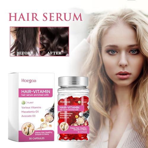 Hair Vitamins - 30 Capsules - Hair Serum, Enriched with Moroccan Oil, Macadamia Oil, Avocado Oil, Vitamin A, C, E, B5, Makes Hair Healthy, Smooth and Shiny - Image 3