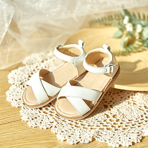 Image of Felix & Flora Toddler Girl Sandals - Flower Girl Dress Shoes Open Toe Little Kid Flats