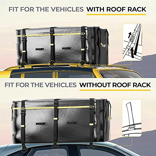 Bougerv 20 Cubic Feet Rooftop Cargo Carrier Bag With Anti-Slip Mat Waterproof Car Roof Soft-Shell Bag Cargo Luggage Storage Bag For Cars With/Without Racks For Camping Trips #TOP2
