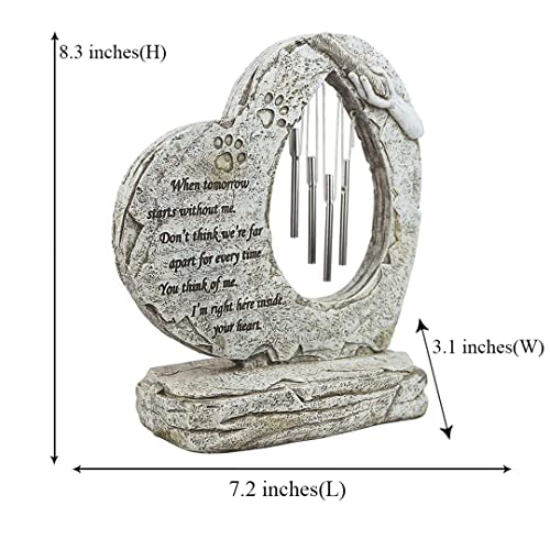 Jsys Pet Memorial Stones For Dogs Or Cats, Heart Shaped With Wind Chimes Pet Dog Grave Markes Garden Stones For Outdoor Tombstone Or Indoor Display, Pet Memorial Gifts #TOP5