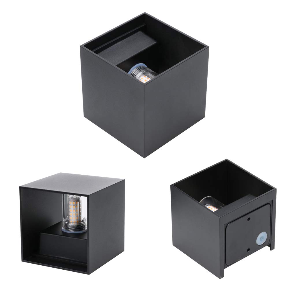 Klighten 2 Stück Wandleuchte mit Austauschbarer G9 LED Lampe Warmweiß 3000K, Aluminium LED Wandlampe Innen/Aussen Einstellbar Abstrahlwinkel aussenbeleuchtung für Wohnzimmer Garten, Dunkelgrau
