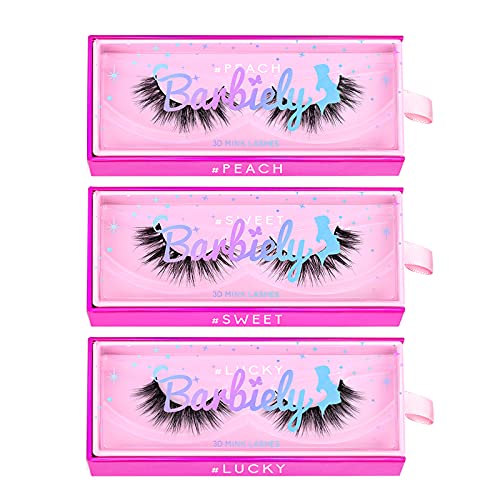 Barbiely 16mm Natural Lashes, 3D Mink Lashes, 3 Pairs Short Wispy Fluffy Mink Eyelashes, 100% Handmade Real Mink Lashes, Natural Look, Soft Reusable, Cruelty Free(Daily Show)