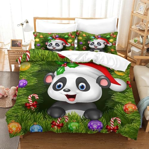 Housse de couette panda de Noël avec fermeture éclair