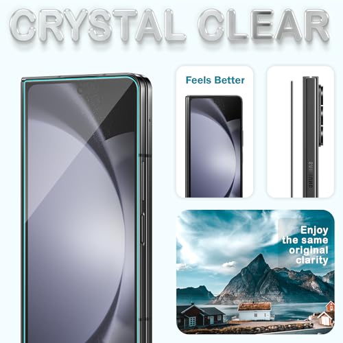 Image of ArmourPro Borderless Tempered Glass for Samsung Galaxy Z Fold 5, Pack of 2 Clear Screen Protector with Anti-Dust Speaker Mesh, 9H Anti-Scratch, HD Clarity, Case Friendly, Easy Installation Kit