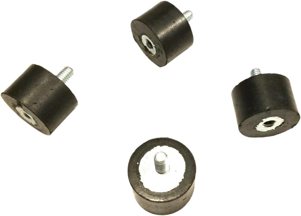 Pack of 4 Rubber Vibration Isolator Mounts - 1-1/2" Diameter x 1" Height, 5/16-18 x 5/8" Length Stud Male/Female Threads on Opposite Side