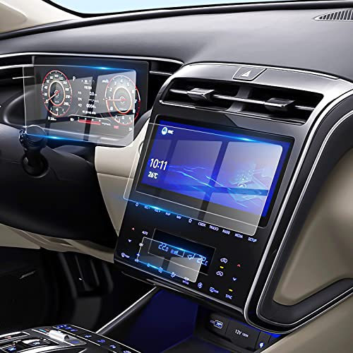 LFOTPP For Hyunda-i Tucson NX4 2021+ Screen Protector Set, 9H Tempered Glass Protective Anti-Scratch Film Car Accessories (Navigation Glass Film + Instrument Panel Film + Air-conditioner Screen Film)