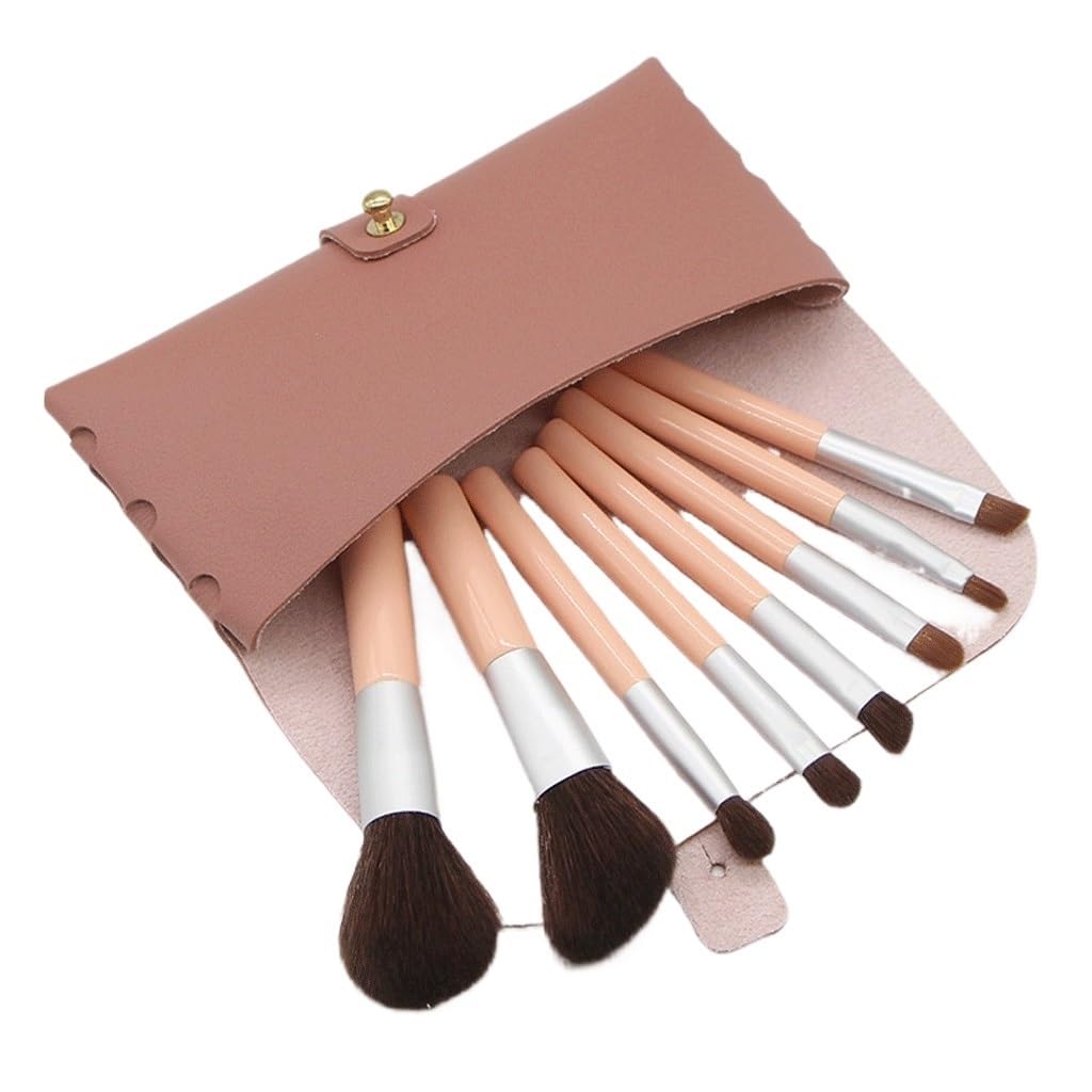 Mini Set di pennelli per Cosmetici con Borsa, Set Completo Portatile di ombretti e Strumenti di Bellezza (Nero 8 Pezzi)