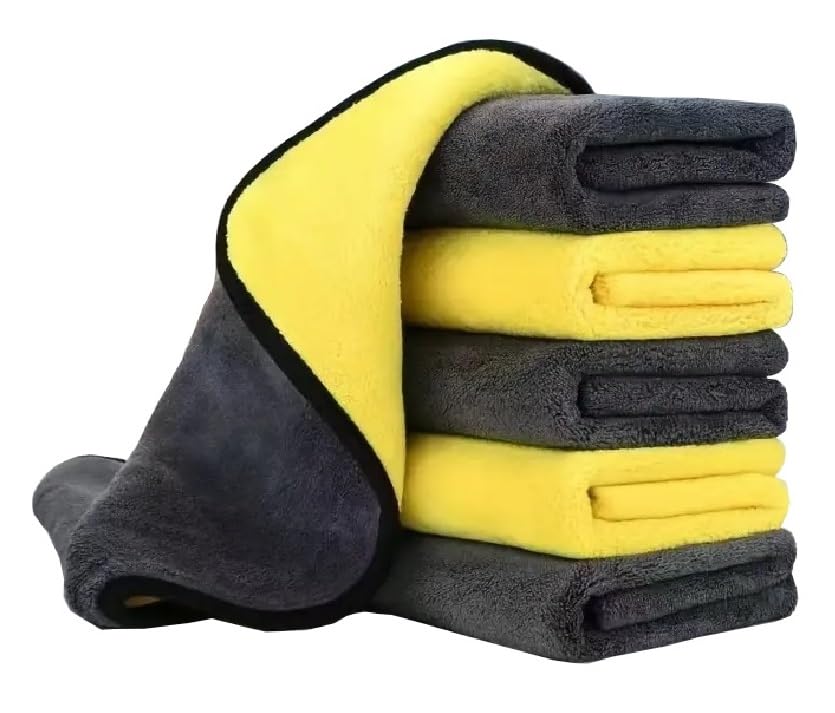 HSR Car Accessices Cleaning 800 Gsm Microfiber Towel For Car Cleaning And Detailing - Dual Sided, Extra Thick Plush Microfiber Cloth - 40Cm X 40Cm (Pack Of 5) - Yellow And Grey (B08SQYJ2SC) Amazon Price History, Amazon Price Tracker