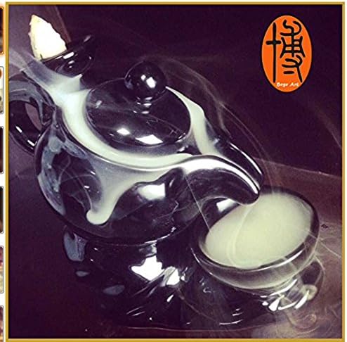 Festival Gift JUNMING INC Mystical Aroma Tea Port Backflow Incense Tower Burner Statue Figurine Chinese Ceramic + 60 Pcs Cones Home Decoration