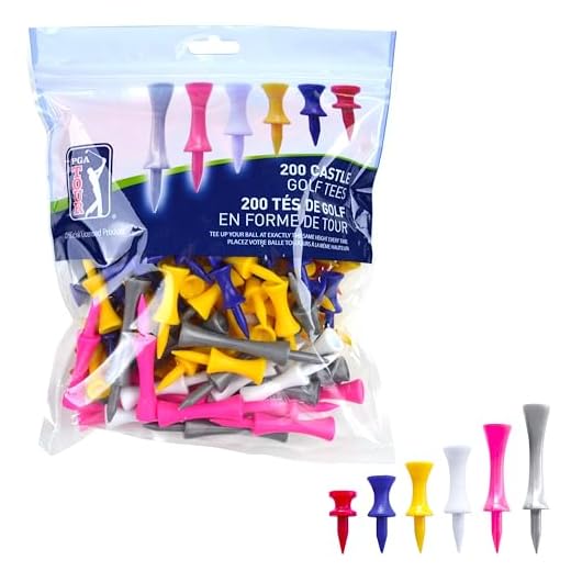 PGA Tour 200 Castle Golf Tees - Red/Yellow/Blue/Pink/Gray
