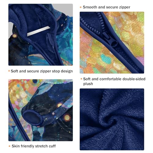 Colorful Fish with Cosmic Background Toddler Fleece Jacket Girl Boys Hooded Fleece Jacket Coat Warm3