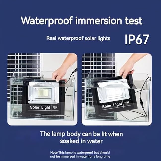 DuBom 20W to 800w 6000K Solar Flood Light Outdoor Remote, IP67 Waterproof Solar Power Security Light Auto On/Off, Dusk to Dawn for Yard, Gazebo, Shed, Barn, Porch, Patio, Garage, Garden (65W)
