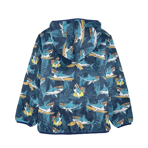 Cartoon Surfer Sharks Boys Fleece Hoody Jacket Zip Up Coat Warm Fall Winter Plush Jacket Long Sleeve Outerwear2