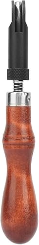 Miniatura 7 de Ranuradora de cuero, mango de madera profesional, mango de madera ajustable, tipo V, ranurado de cuero, herramienta para manualidades, ajuste para