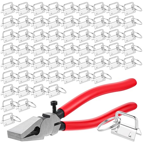 Xosjska 61Sets Key Fob Hardware Lanyard Key Fob Hardware 1 Inch with Key-Fob Pliers Tool Key-Fob-Hardware with Plier for Wristlet Lanyard Making Supplies