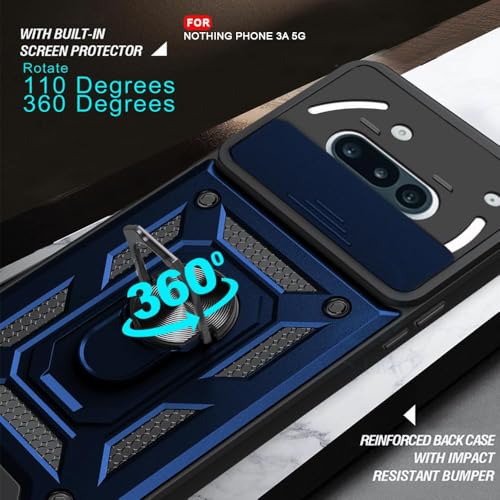 Image of AIBEX Back Cover for Nothing Phone 3(a) 5G | D10 Tough Armor Case | Sliding Camera Shield | 360 Protection | Kickstand Ring Holder | Military-Grade Shockproof Bumper Case