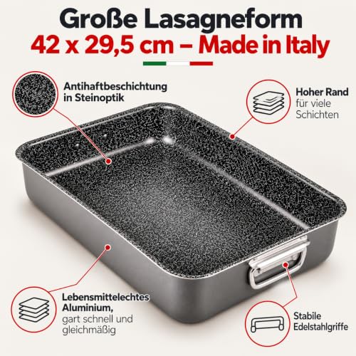 Alluflon Tradition Italy Lasagneform, Aluminium, schwarz, 42 x 29,5 x 7,5 cm – Ansicht 2