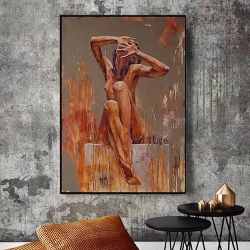 Femme nue peinture toile pour salon scandinave et déco nordique chic