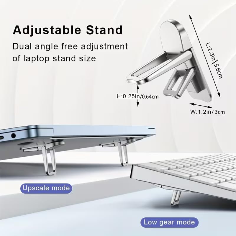 Laptop Stand Zinc Alloy Two-Speed Adjustable Portable Folding Notebook Holder Height Riser for Office Travel Home Cooling Silvery — view 2