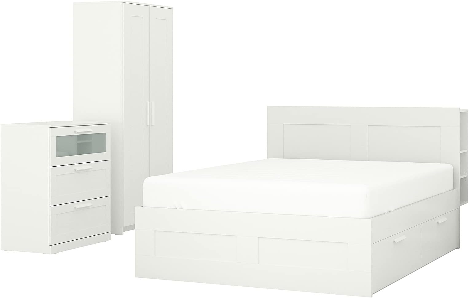 IKEABRIMNES Bedroom Furniture, Set of 3, 140x200 cm, White