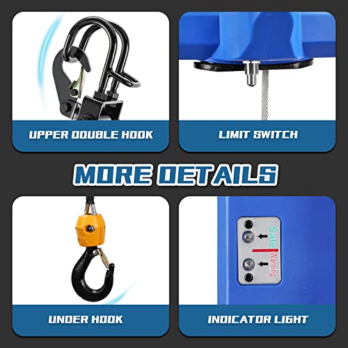 Mxmoonant Power Electric Hoist Pro, 29.5Ft Lifting Height, 1600W Portable Electric Winch, W/330Ft Wireless Remote Control & Pendant Controller, 1,100Lb Overhead Crane For Lifting Towing #TOP3