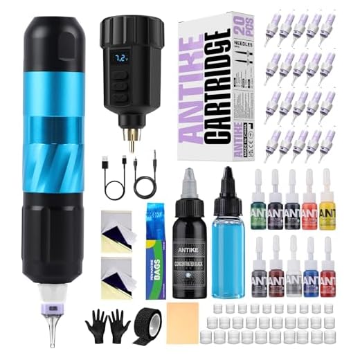 Kit de Tatouage,Machine Tatouage Sans Fil avec Batterie de 1500mAh,20 Aiguille Tatouage,Encres Colorées pour Tatouer,Machine a Tatouer Kit Complet pour Les Débutants et Les Artistes du Tatouage