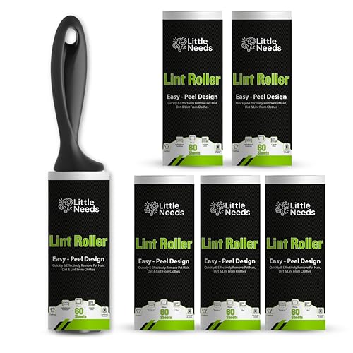 Image of Pet Hair Remover Lint Roller with Handle and 5 Refills (360 Sheets) I Reusable Easy-Tear Roller I Pet Hair Remover for Clothes, Sofa, Furniture, Coats, Car Seats, Carpets, Fabric