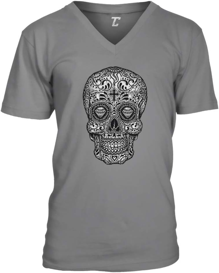 Sugar Skull Cross - Religious Day of The Dead Unisex V-Neck T-Shirt