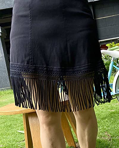 Hhtcal Tassel Fringe Trim By The Yard Boho Macrame Fringe Ribbon Fabric Border Long Tassel Trim For Sewing Craft On Clothing Skirt Curtain Vintage Decor 2 Yards 19Cm Wide (Black) #TOP1