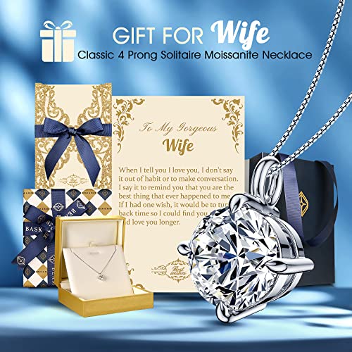 Gifts For Wife, Wife Birthday Gift Ideas, Wedding Anniversary Christmas Romantic Gifts For Her From Husband, Best Unique Jewelry Presents Sterling Silver Moissanite Diamond Solitaire Necklace 1 Ct #TOP2